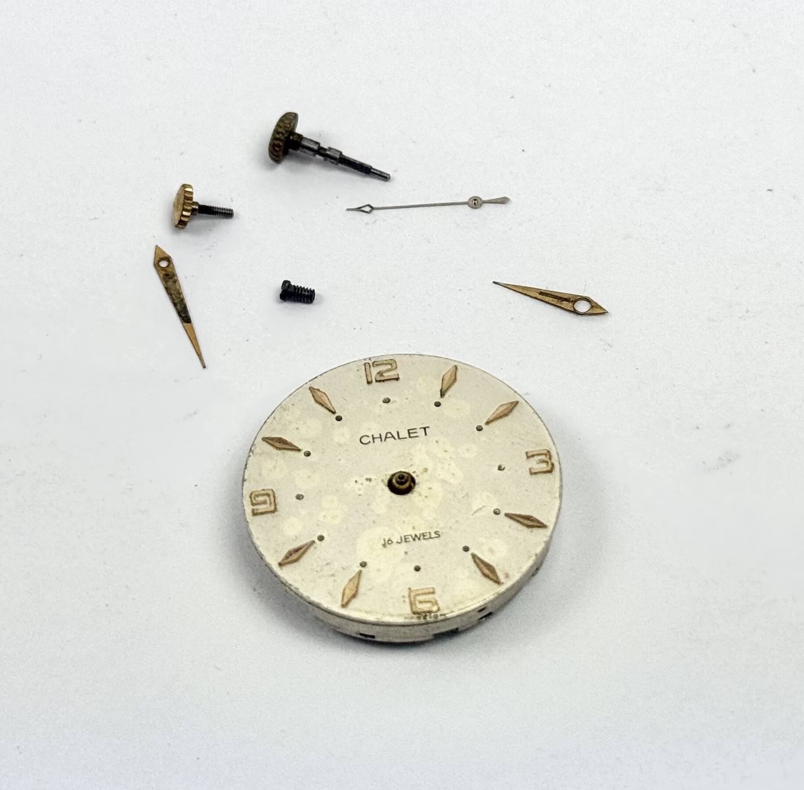 Chalet USSR 16-Jewel Mechanical Watch Movement Dial Hands Vintage Repair