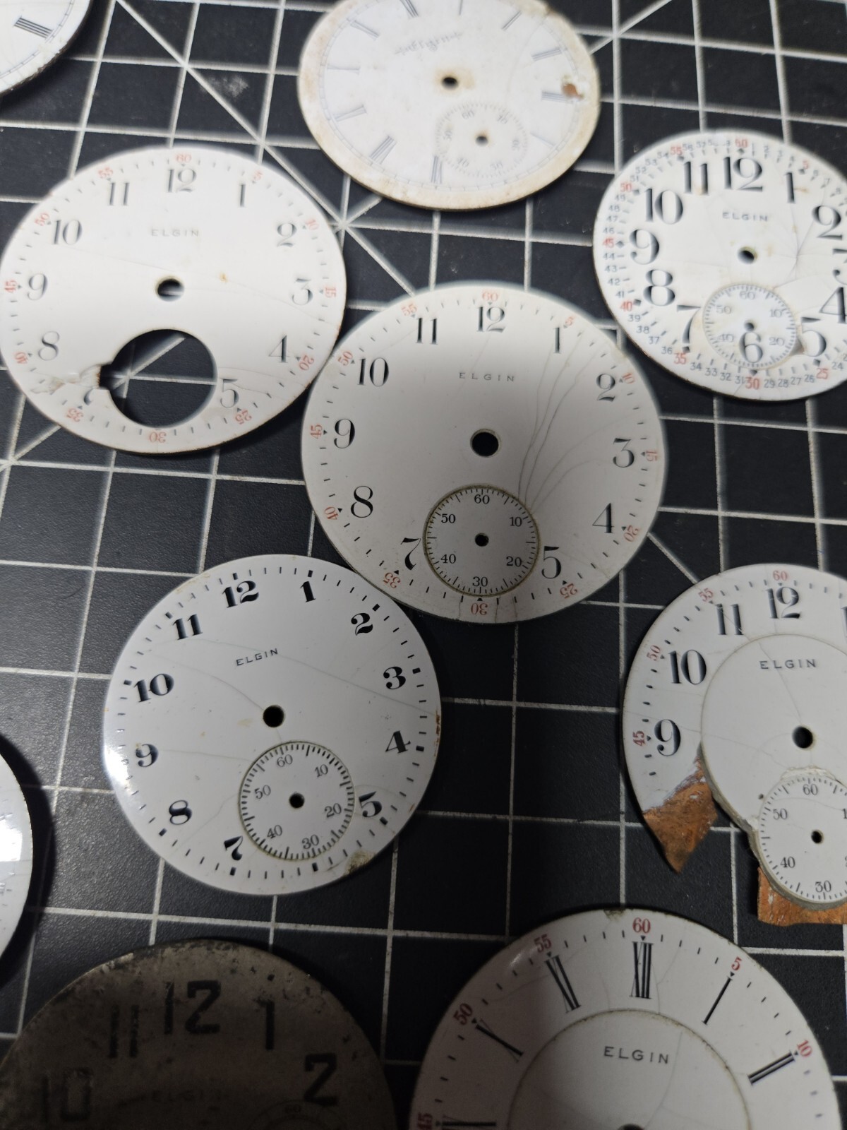 vintage elgin pocket watch dial lot repurpose steampubk craft sub railroad