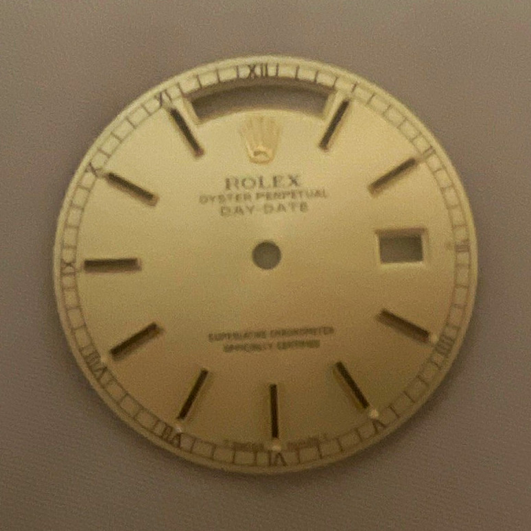 Rolex Gold Watch Dial for Day-Date Non-Numeric Hour Marks Face