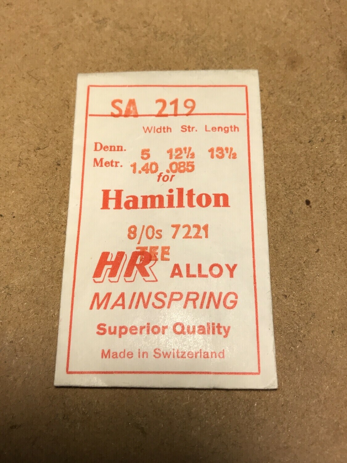 HR Mainspring SA219 for 8/0 Hamilton #7221 / 718271 – Alloy
