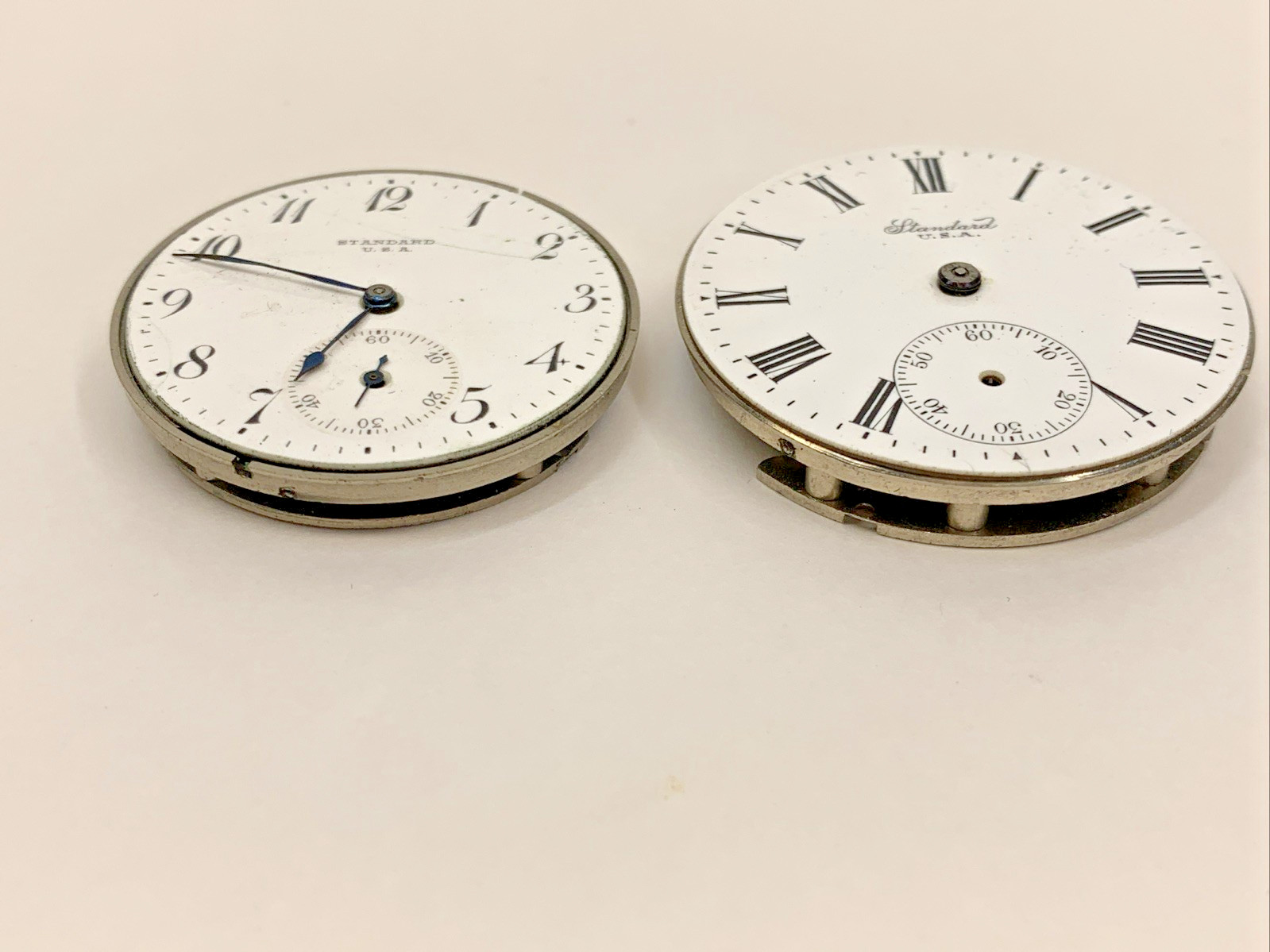 Vintage New York Standard 2 Pocket Watch Faces for Parts Repurpose Repair BROKEN