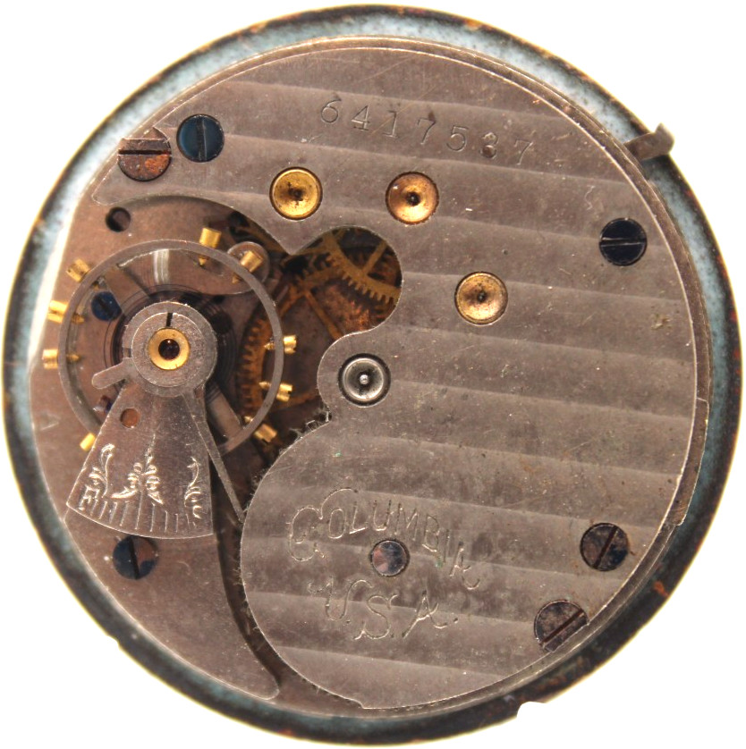 1896-1900 COLUMBIA POCKET WATCH MOVEMENT 6417537 34.5mm (KF)
