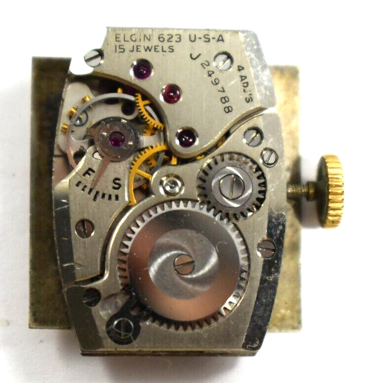 Vintage Elgin Manual Wind 15J 623 Wrist Watch Movement lot.a2