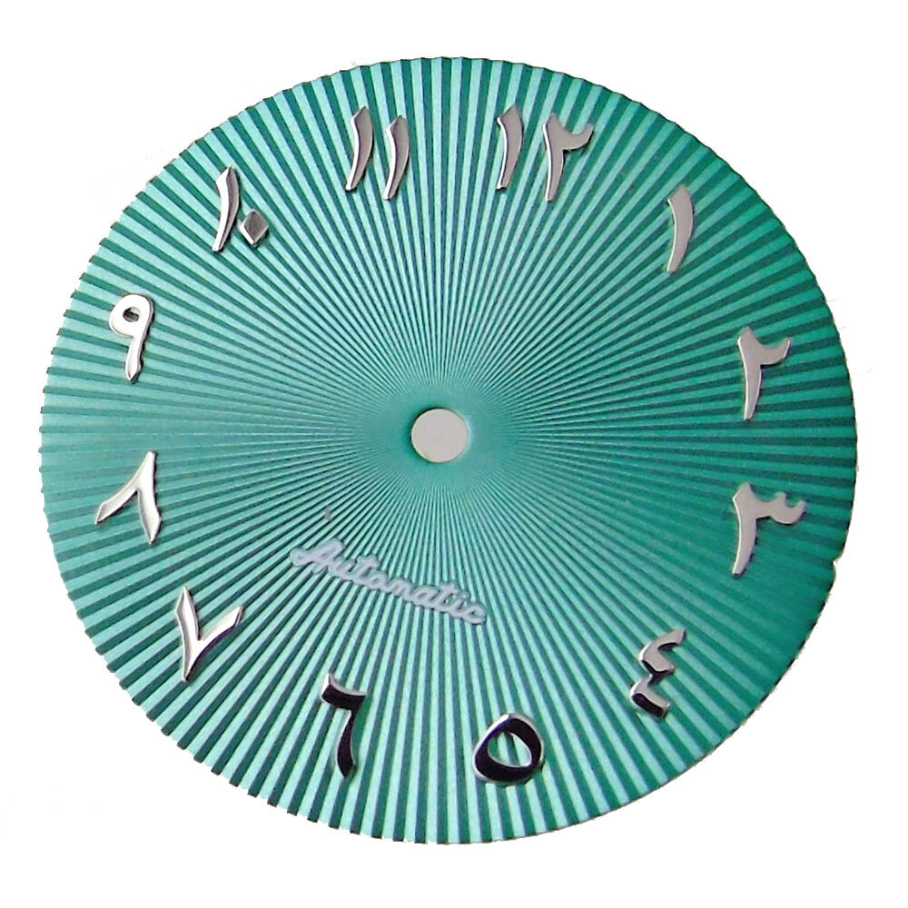 29mm Black Blue Green Watch Dial Arabic Numerals Steel Marks fit NH35 NH36 NH38