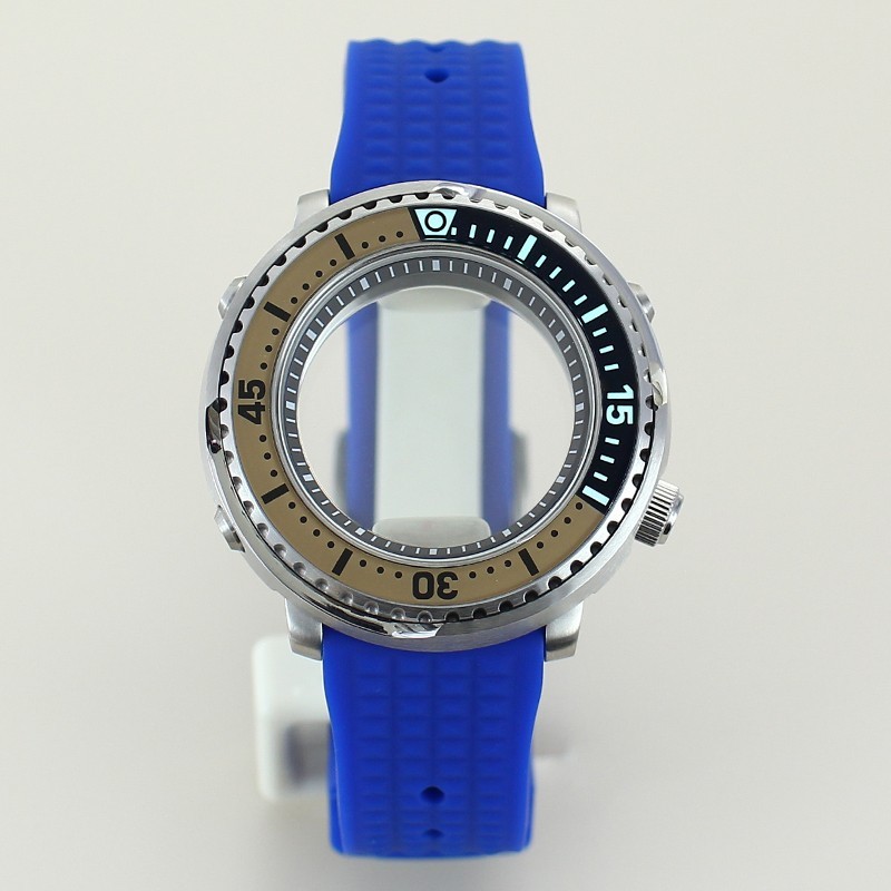 43.3mm Modify Tuna Baby Mod Steel Silver Watch Case+Strap For Seiko NH35 36 NH38