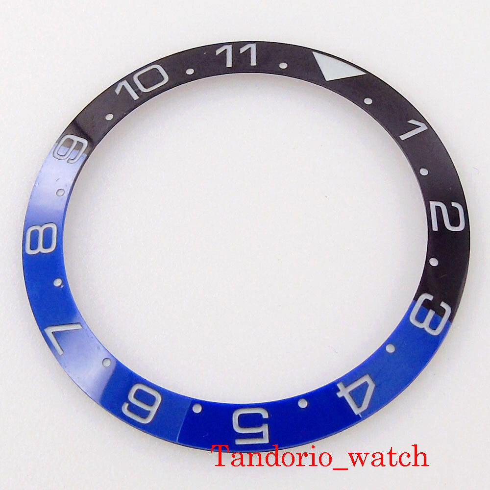 Black Blue Ceramic Bezel Insert Parts For 40mm Watch Case Luminous
