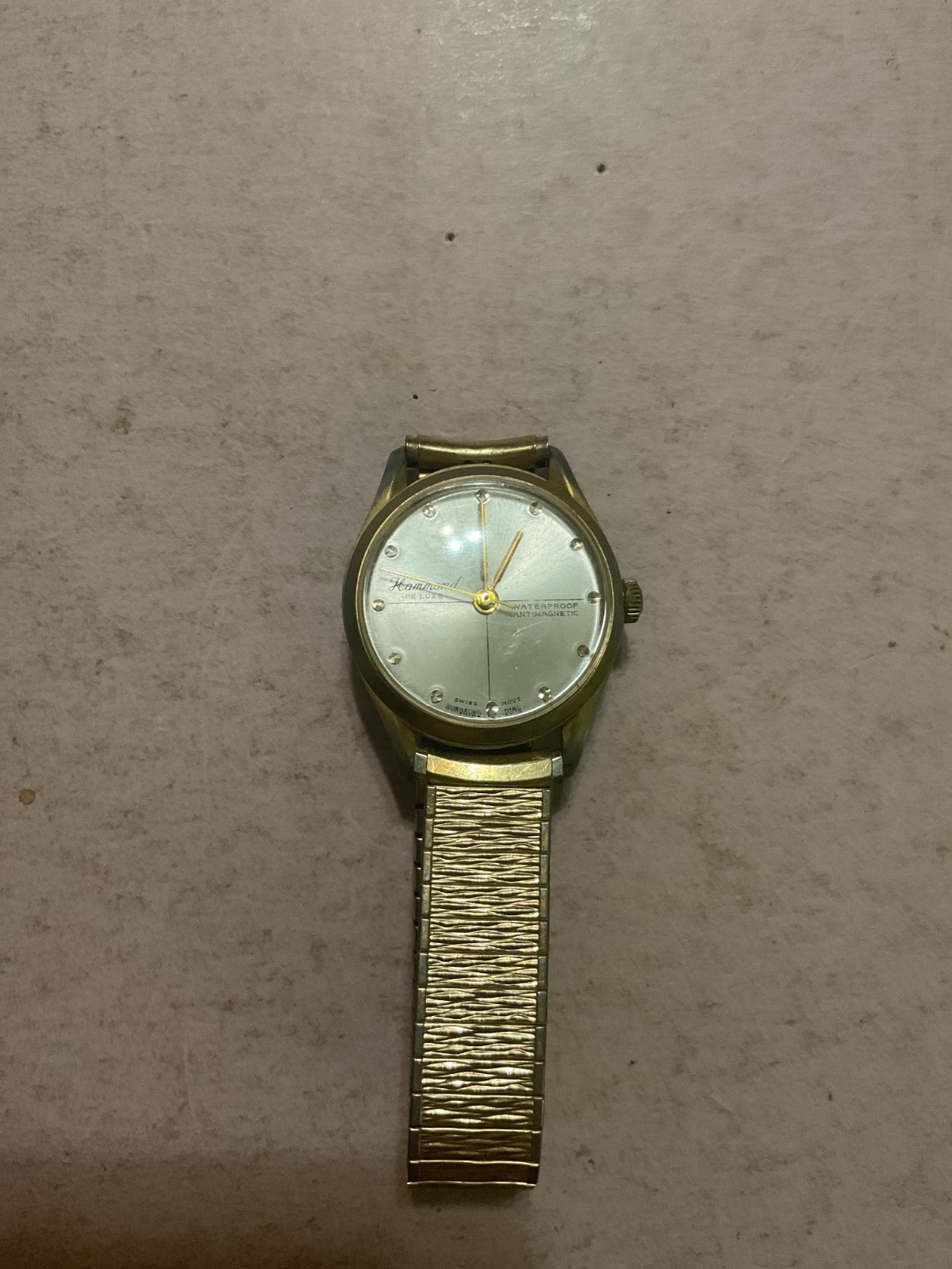 Vtg Hammond Deluxe Waterproof Antimagnetic wristwatch (working) speidel band