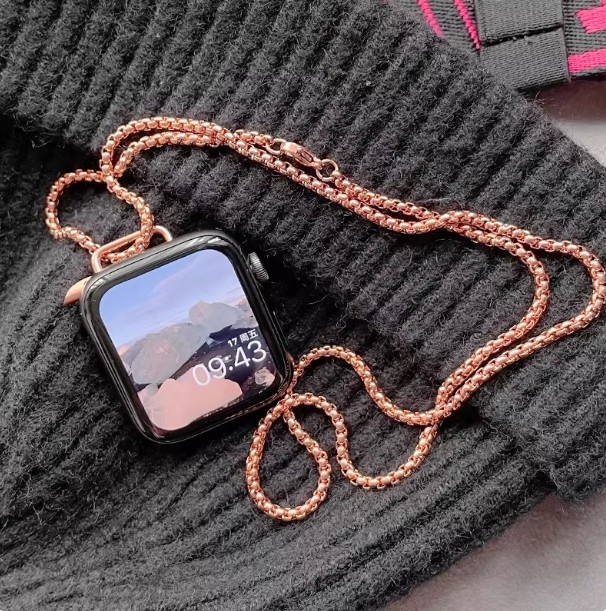 Titanium steel metal necklace with neck chain, anti-loss, compatible with iWatch