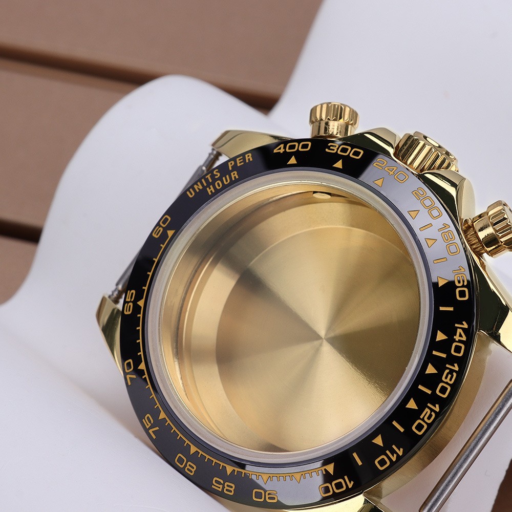 39mm Quartz Watch Case Perpetual Gold Mod Stainless Steel For VK63 Movement