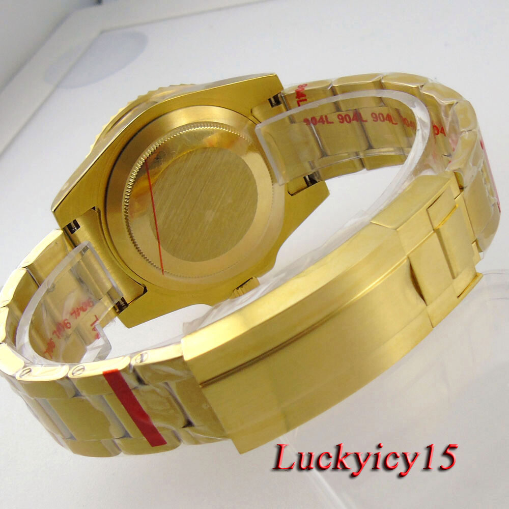 40MM Watch Parts Sapphire Glass Watch Case Golden Bracelet Fit NH35 NH36 ETA2824