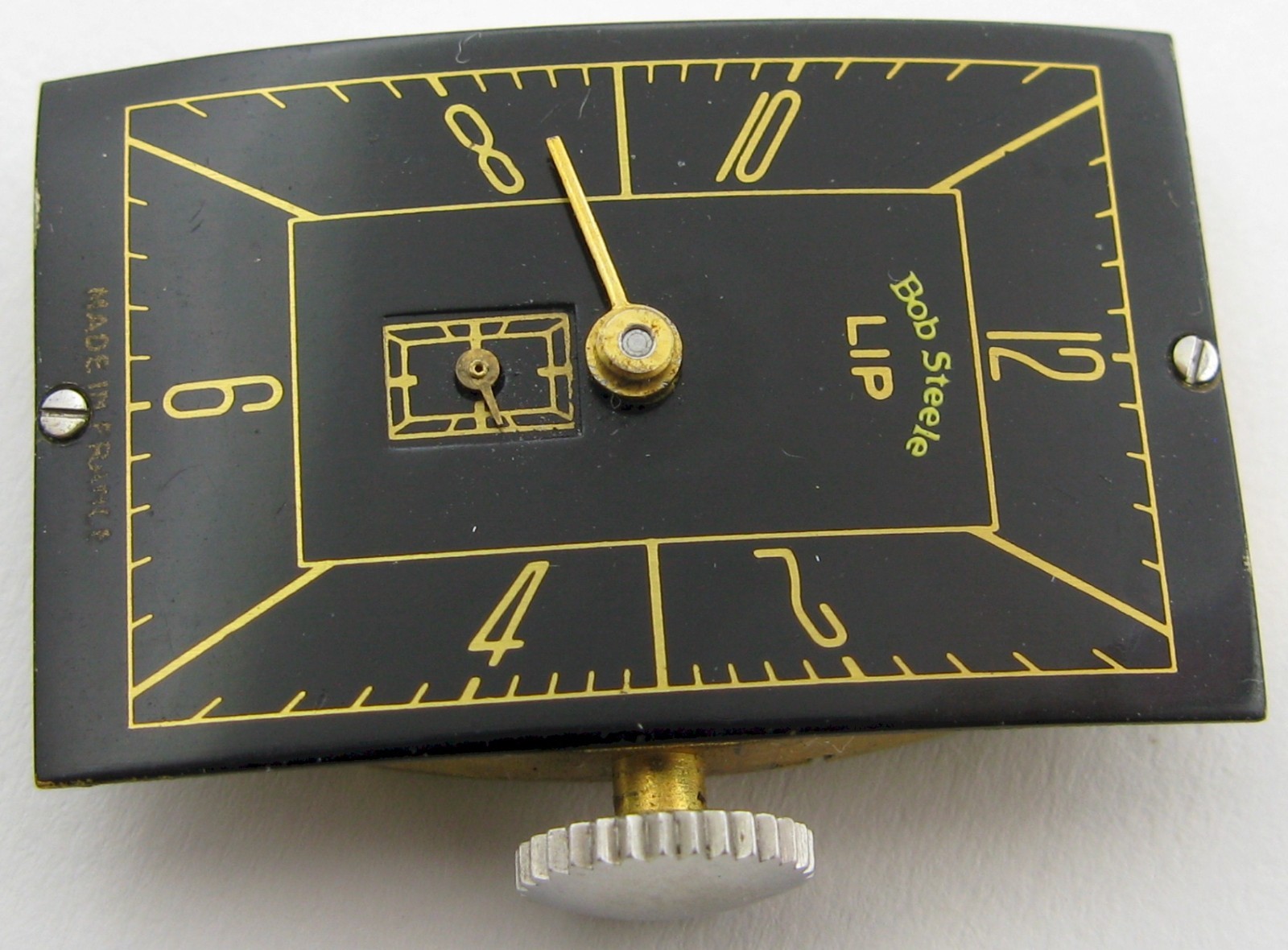 LIP T 18 15 jewels rectangle watch movement +black dial for parts