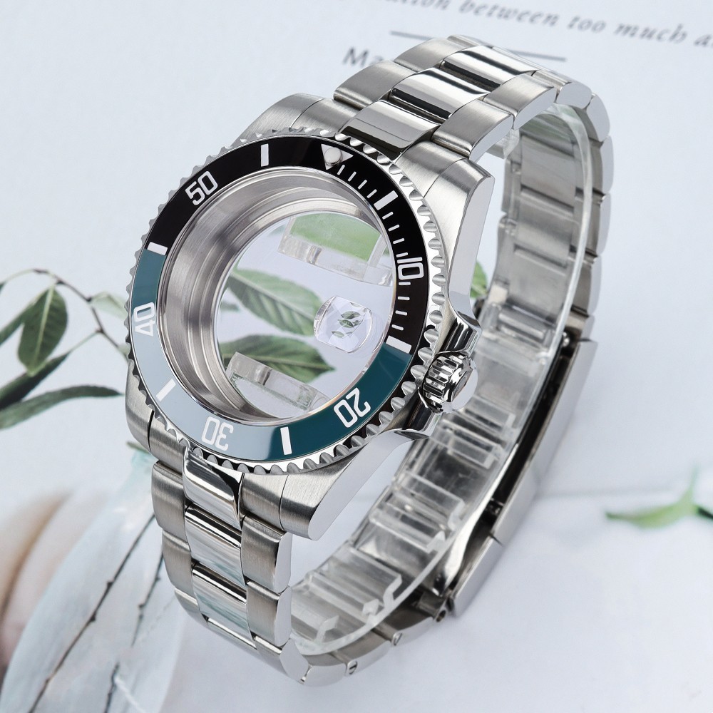 Steel 40mm Date Watch Cases Oyster Bracelet For Seiko NH35 Miyota 8215 Movement
