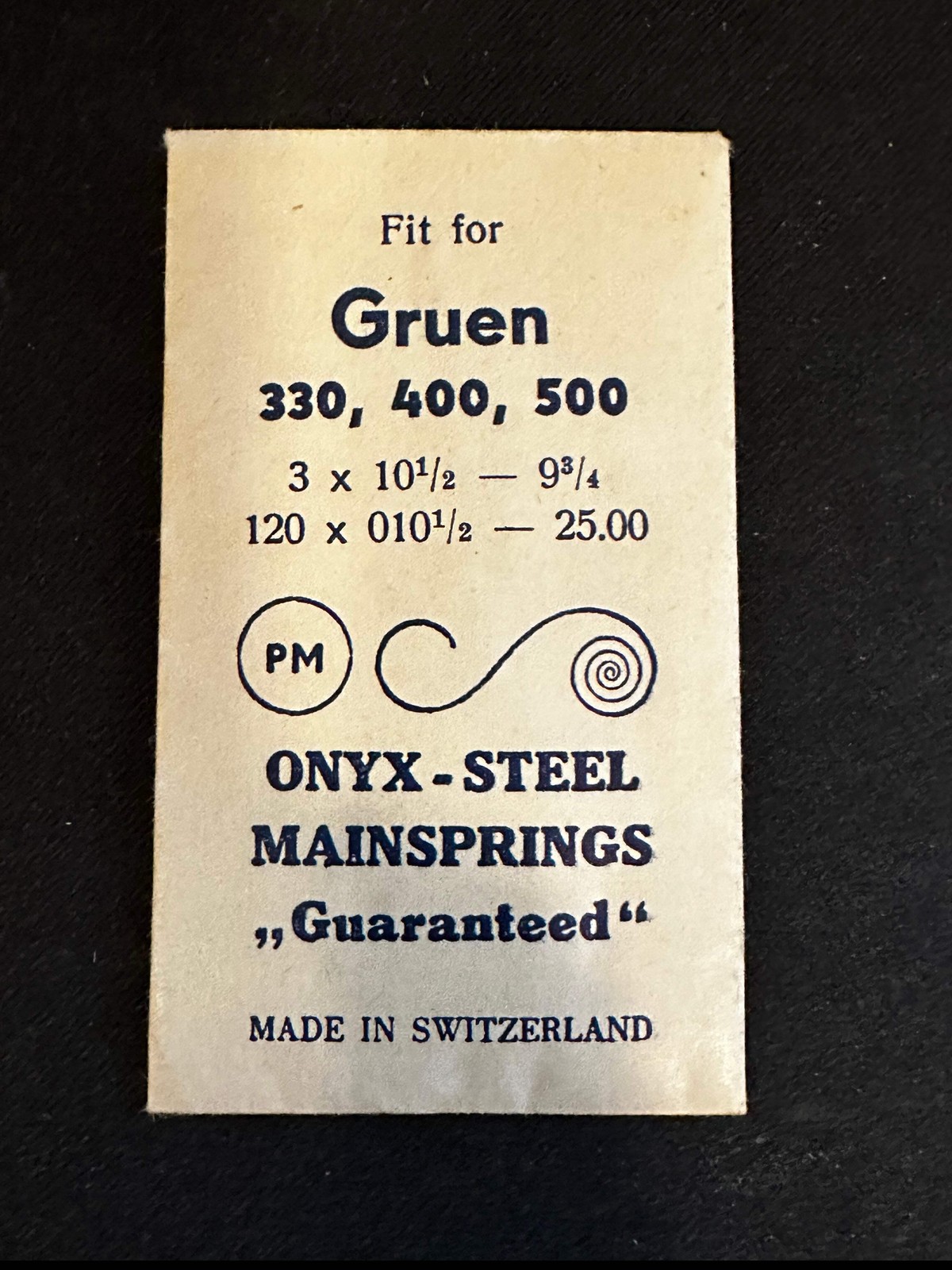 PM Mainspring for Gruen caliber 330, 400, 500 – ONYX Steel