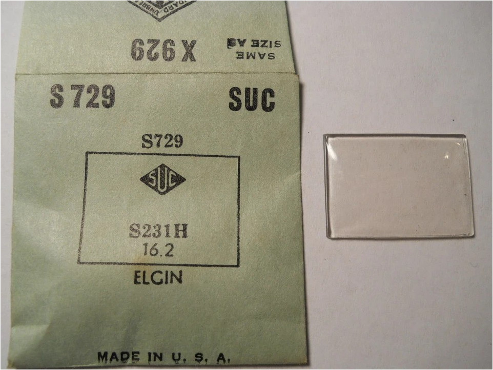 SUC S729 Watch Crystal For Bulova Grant Elgin Swiss – 23.1 x 16.2 mm Replacement
