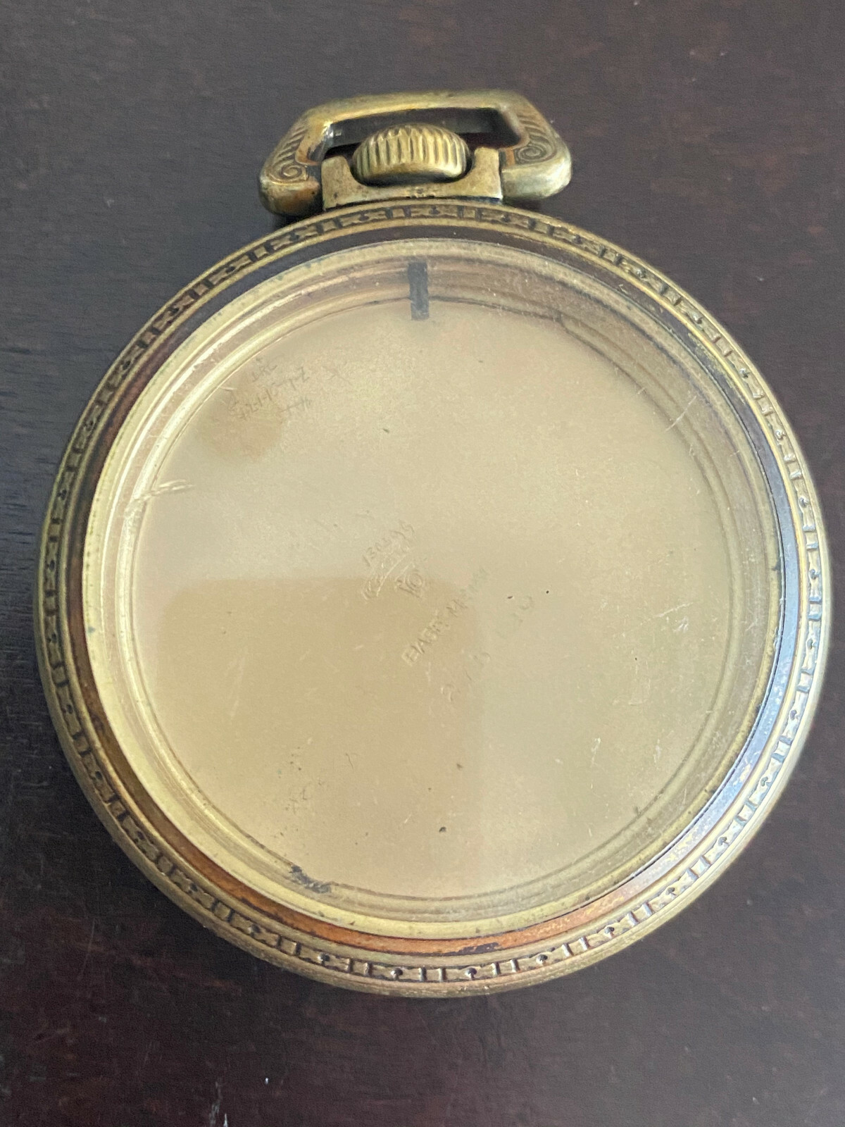 VINTAGE 18S BASE METAL KEYSTONE POCKET WATCH CASE ONLY, CHOO CHOO TRAIN ON BACK