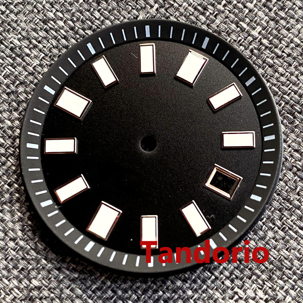 33.4mm black blue green watch dial luminous dial fit NH35 movement