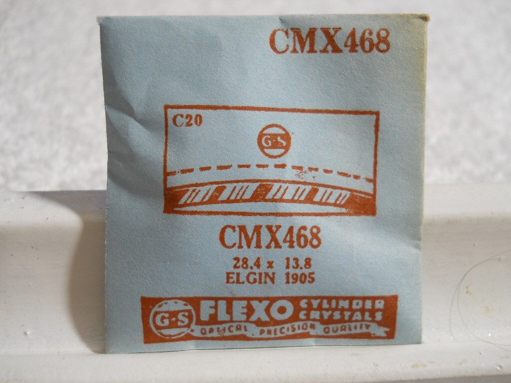 GS CMX468 Watch Crystal Fit Elgin 1905 – 28.4 x 13.8 mm Replacement / Repair