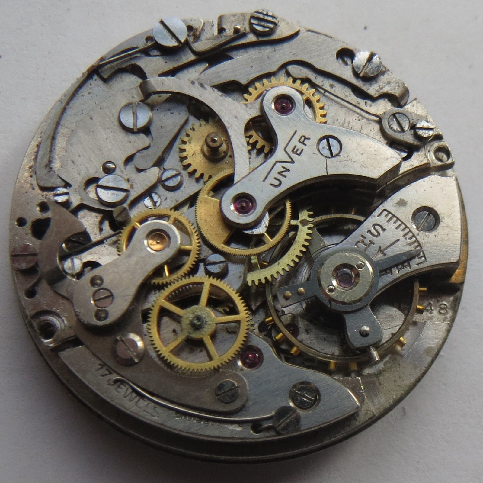 Unver cal. Landeron 48 chronograph mens wristwatch movement balance Ok.