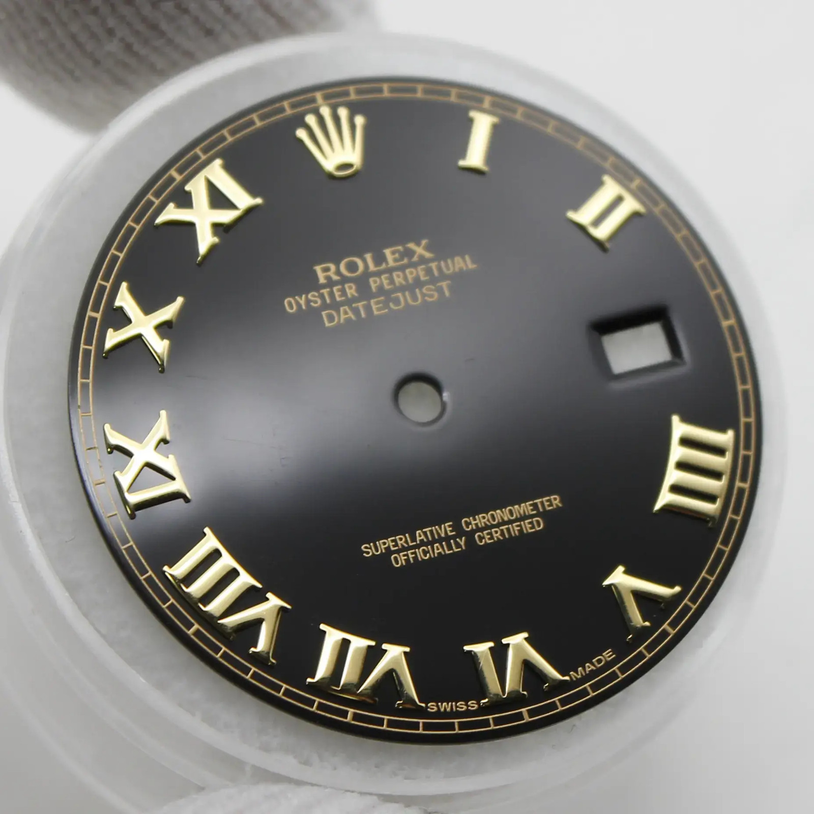 Rolex Oyster Perpetual Datejust Gold Roman Numerals Black Watch Dial 116333