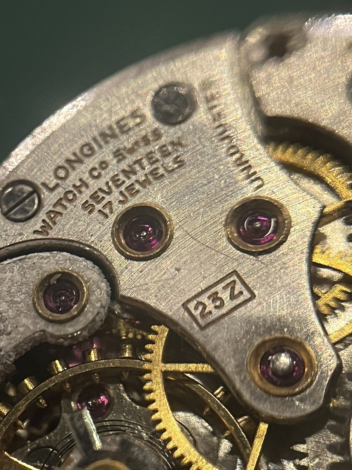 GOOD BALANCE Longines Cal. 23Z Watch Movement 17j With Dial Stem And Crown