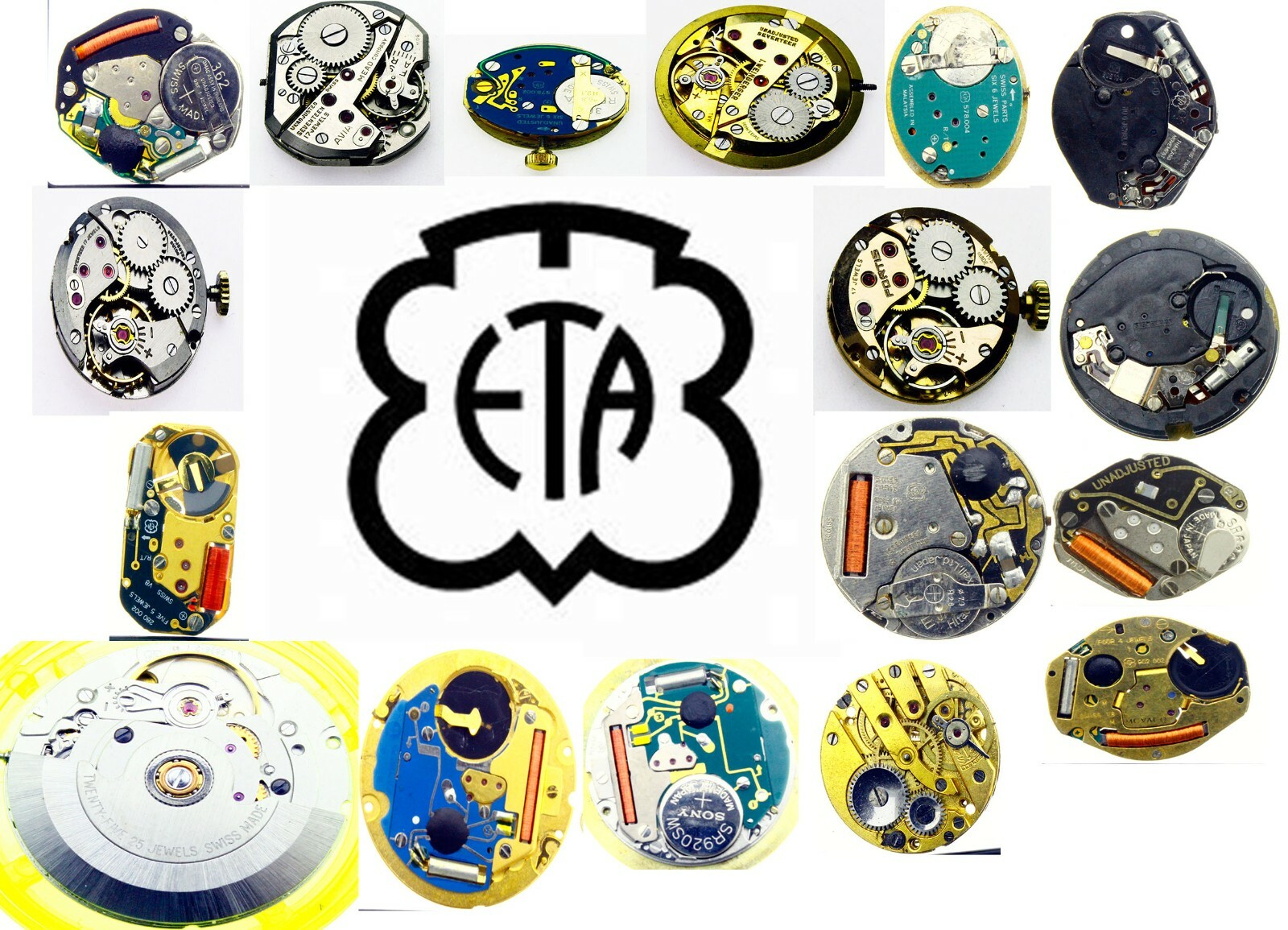 ETA wrist Watch, Pocket Watch Movement For Parts, Repair, Replacement Verities