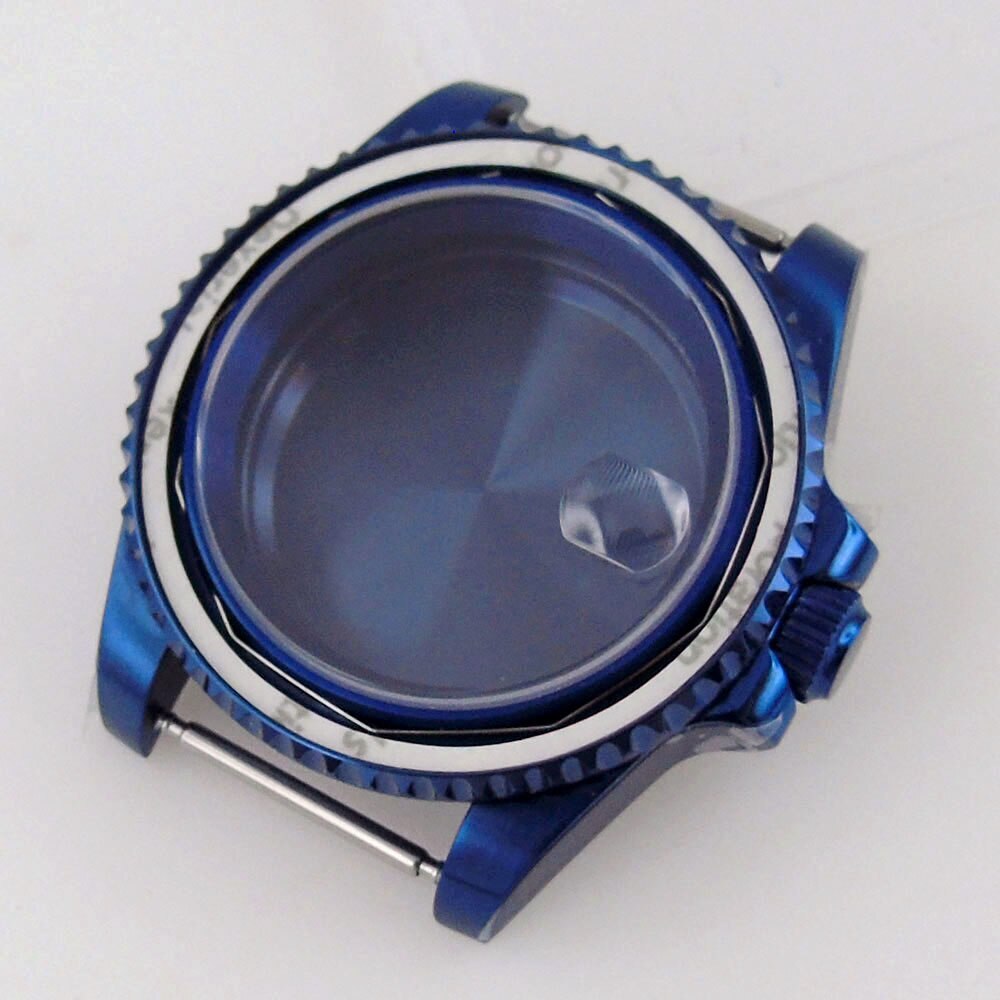 New 20ATM Dive Case 40mm Steel Blue Watch Case Sapphire for NH34 NH35 NH36 Parts