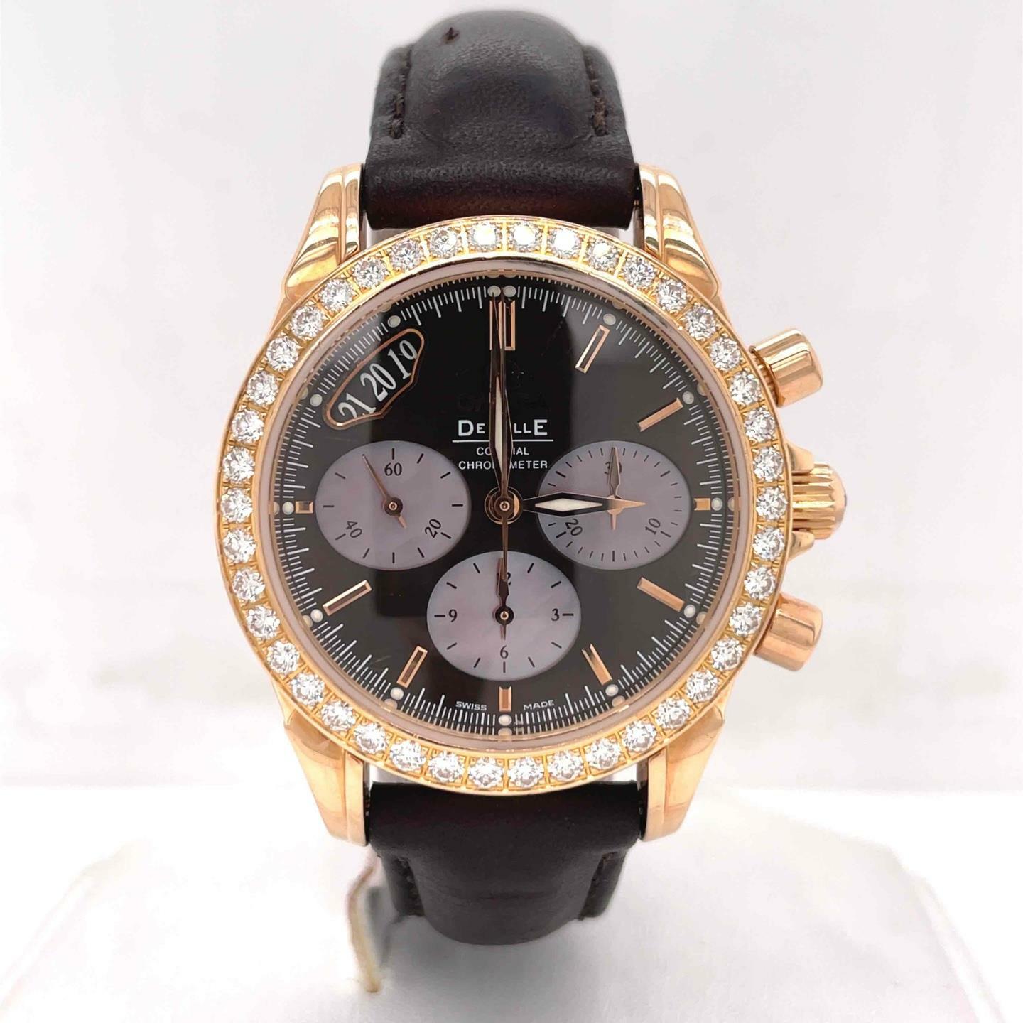 Omega DeVille Co-Axial Automatic 35 mm Rose Gold Diamond Bezel Ladies 4677.60.37