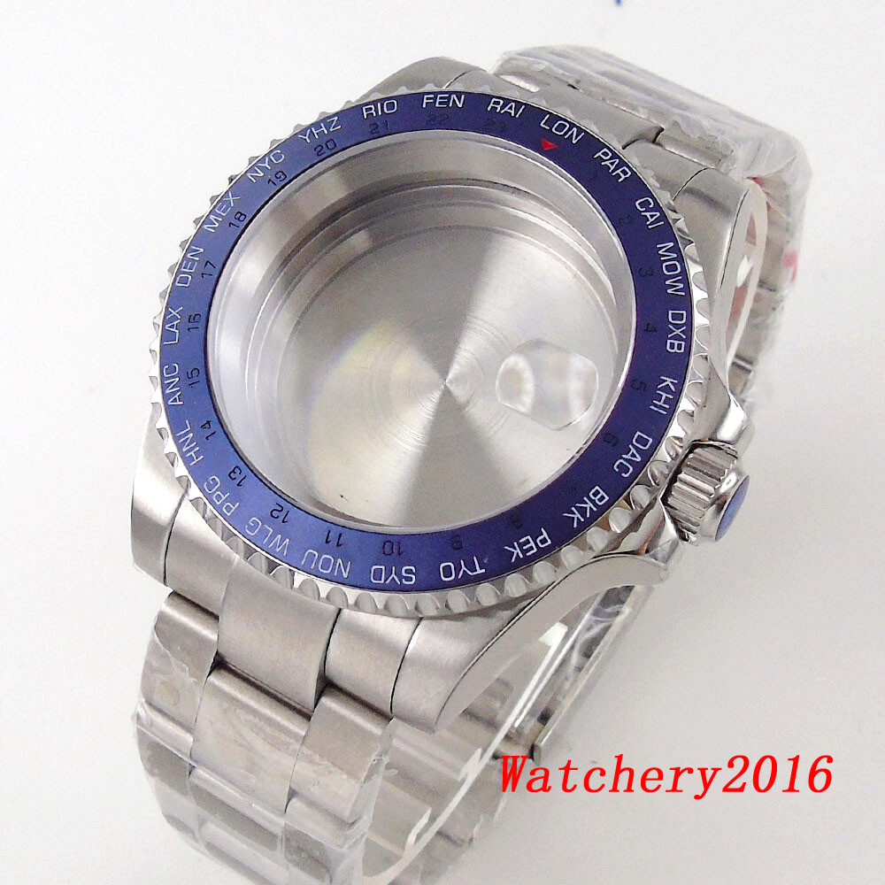 Bliger 40mm Mens Watch Case Fit NH35A NH34 Sapphire Glass Black Aluminum Bezel