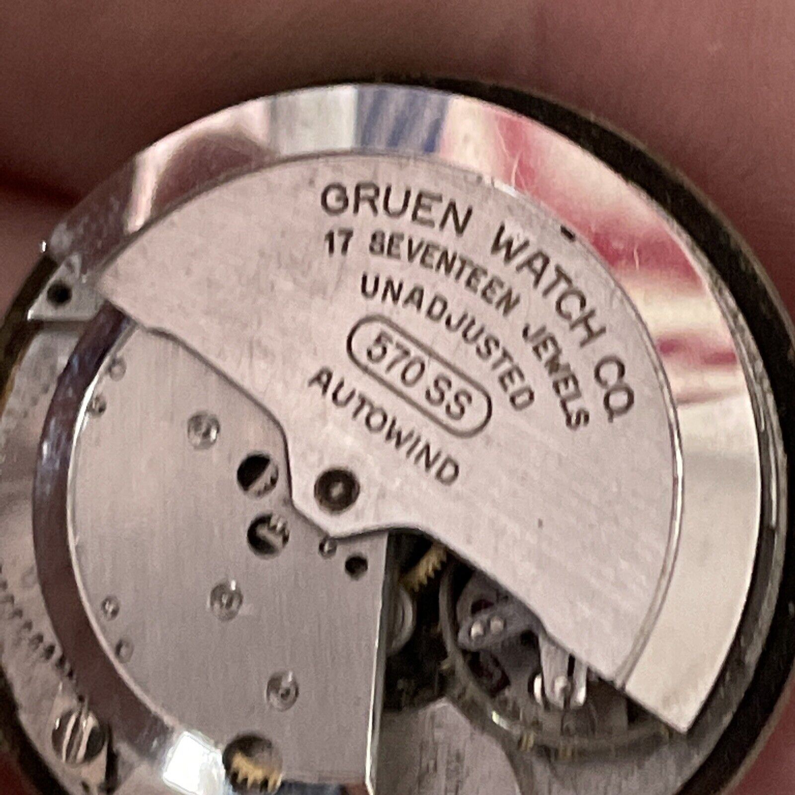 Vintage Gruen Watch Co. Unadjusted Seventeen Jewel Movement And Face PARTS