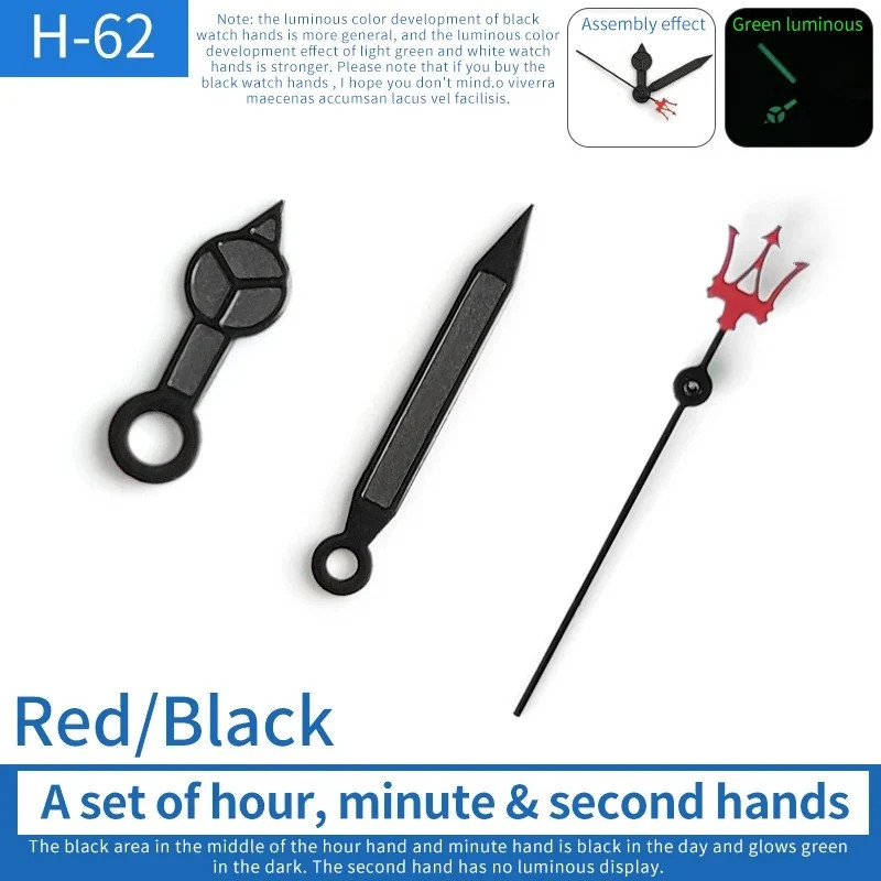 Black Trim Black Crown Second Lume Watch Hands for 6309 Ne15 NH35 7009 7002 7S26