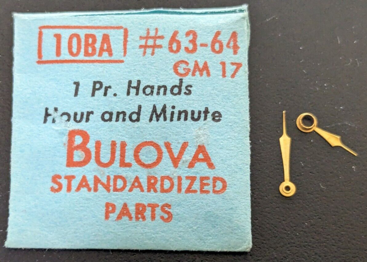 NOS Genuine Bulova 10BA GM 17 Set of Hands Watch #63/64 – Gold Tone – Modern
