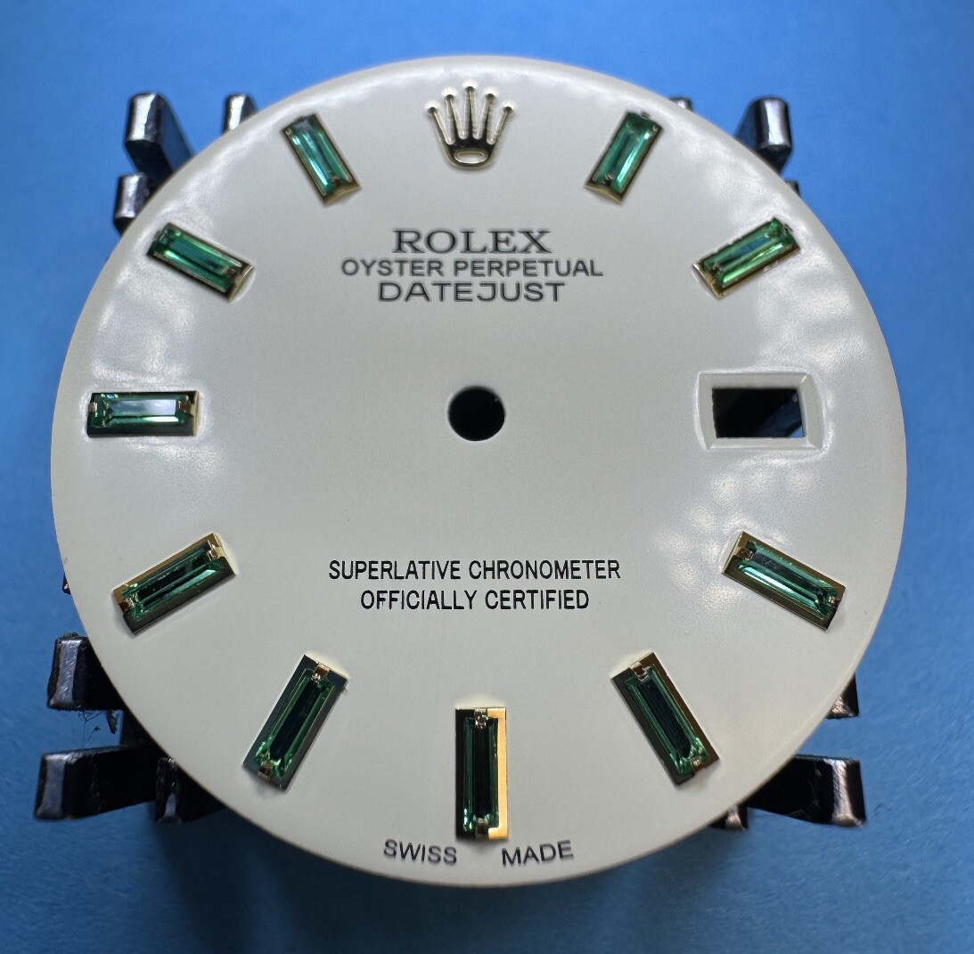 Rolex Mens Datejust II Custom White Emerald Baguette Dial For 116334 & 116300