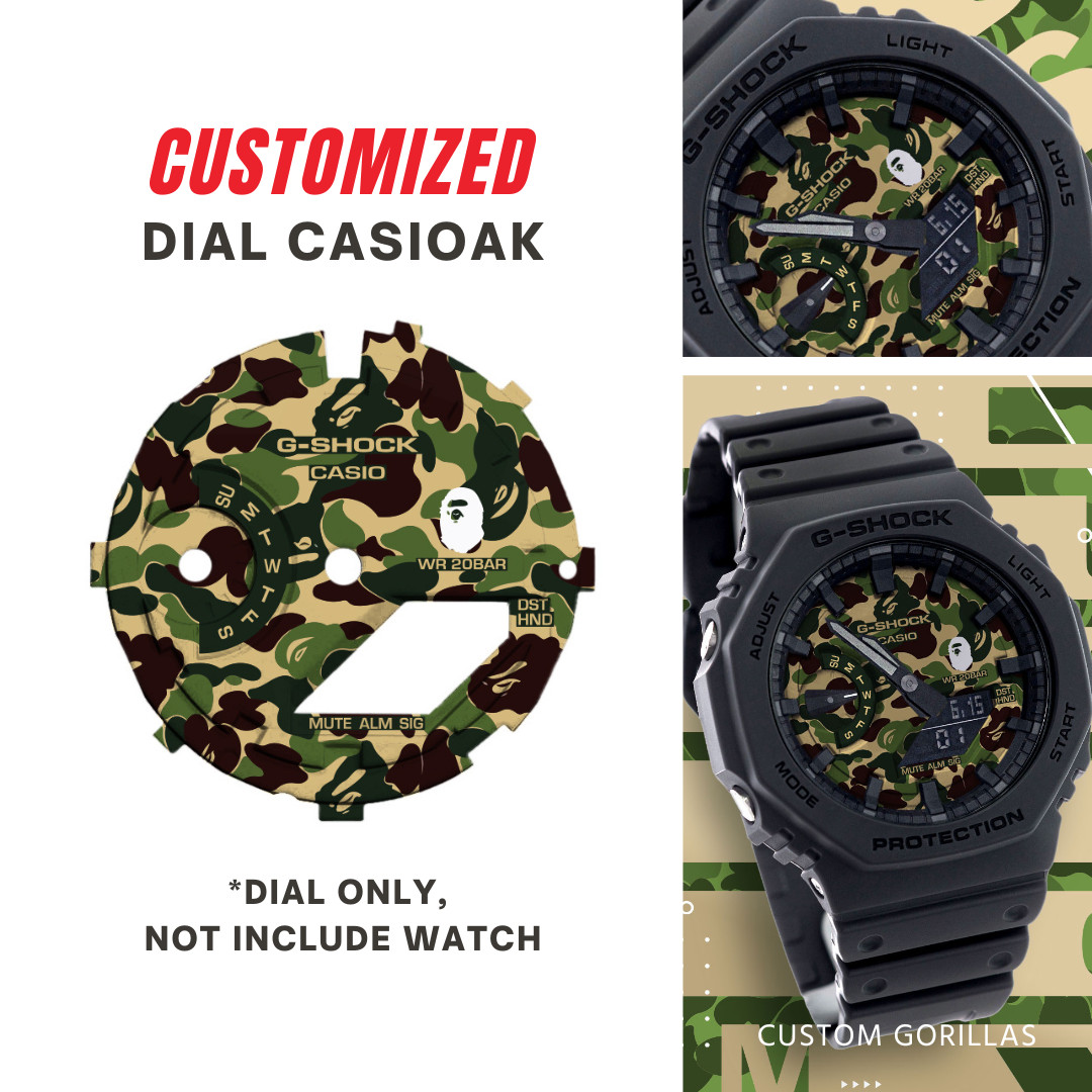 CasiOak Dial G Shock GA 2100 With Custom Logo Bathiing Ape Design