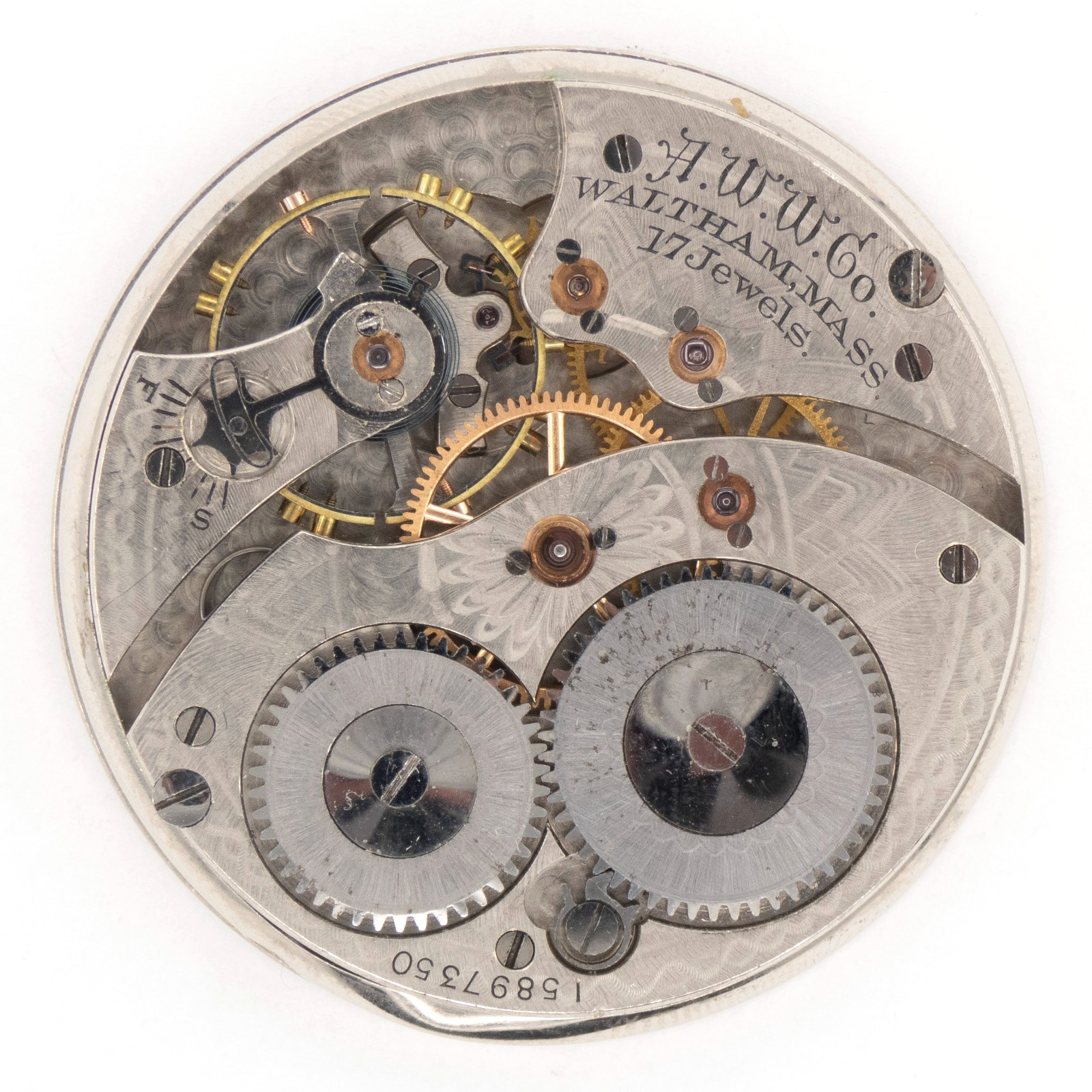 Waltham Grade No. 225 12-Size 17-Jewel Antique Pocket Watch Movement, Runs