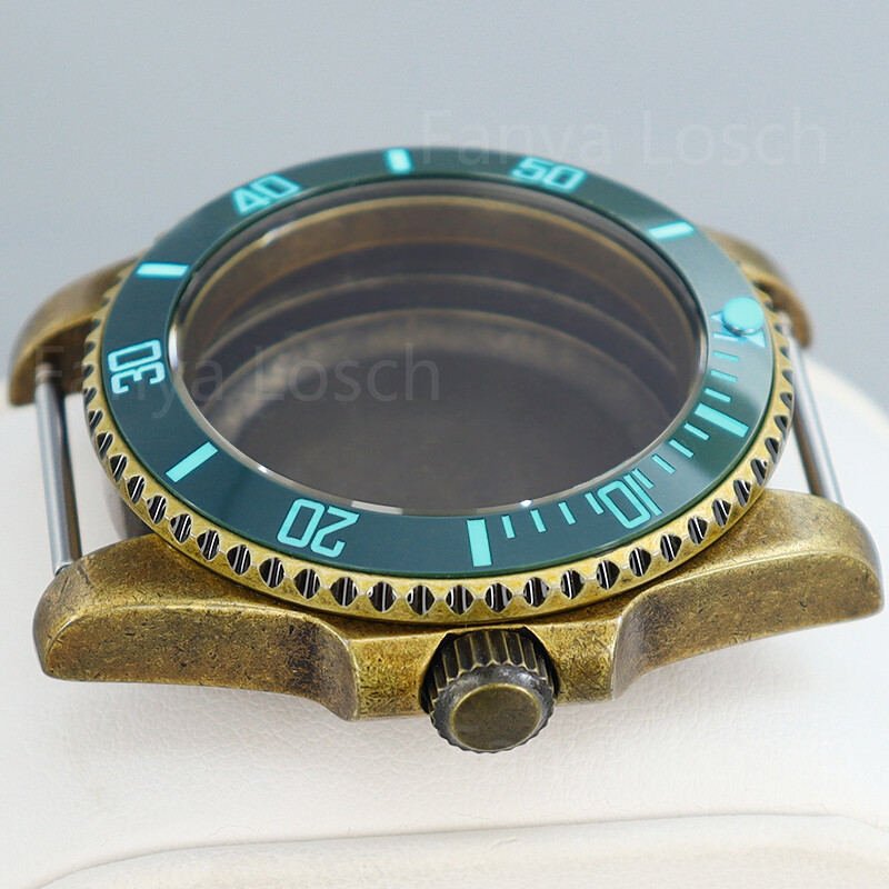 40mm Retro Bronze Watch Case 3C Luminous Ceramic Bezel For Seiko Nh35/36Movement