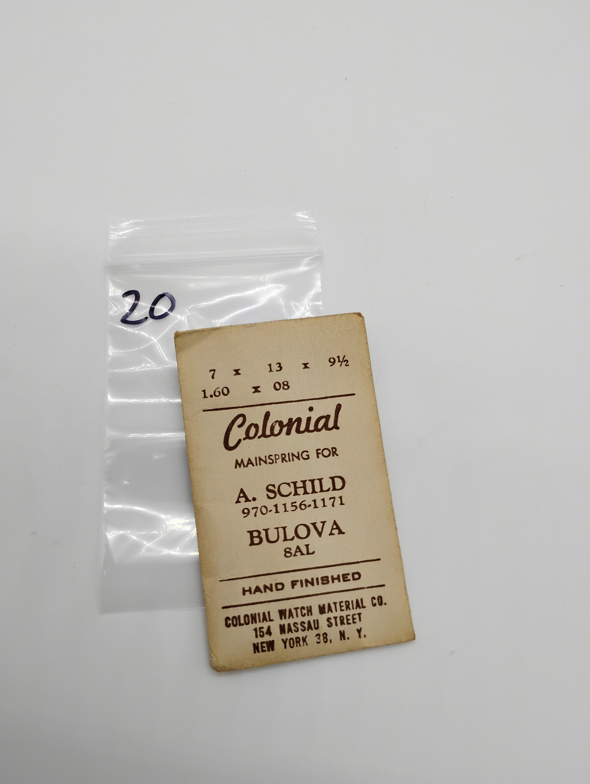 Colonial Mainspring 7 x 13 x 9-1/2 for A.Shild 970-1156-1171 Bulova 8AL