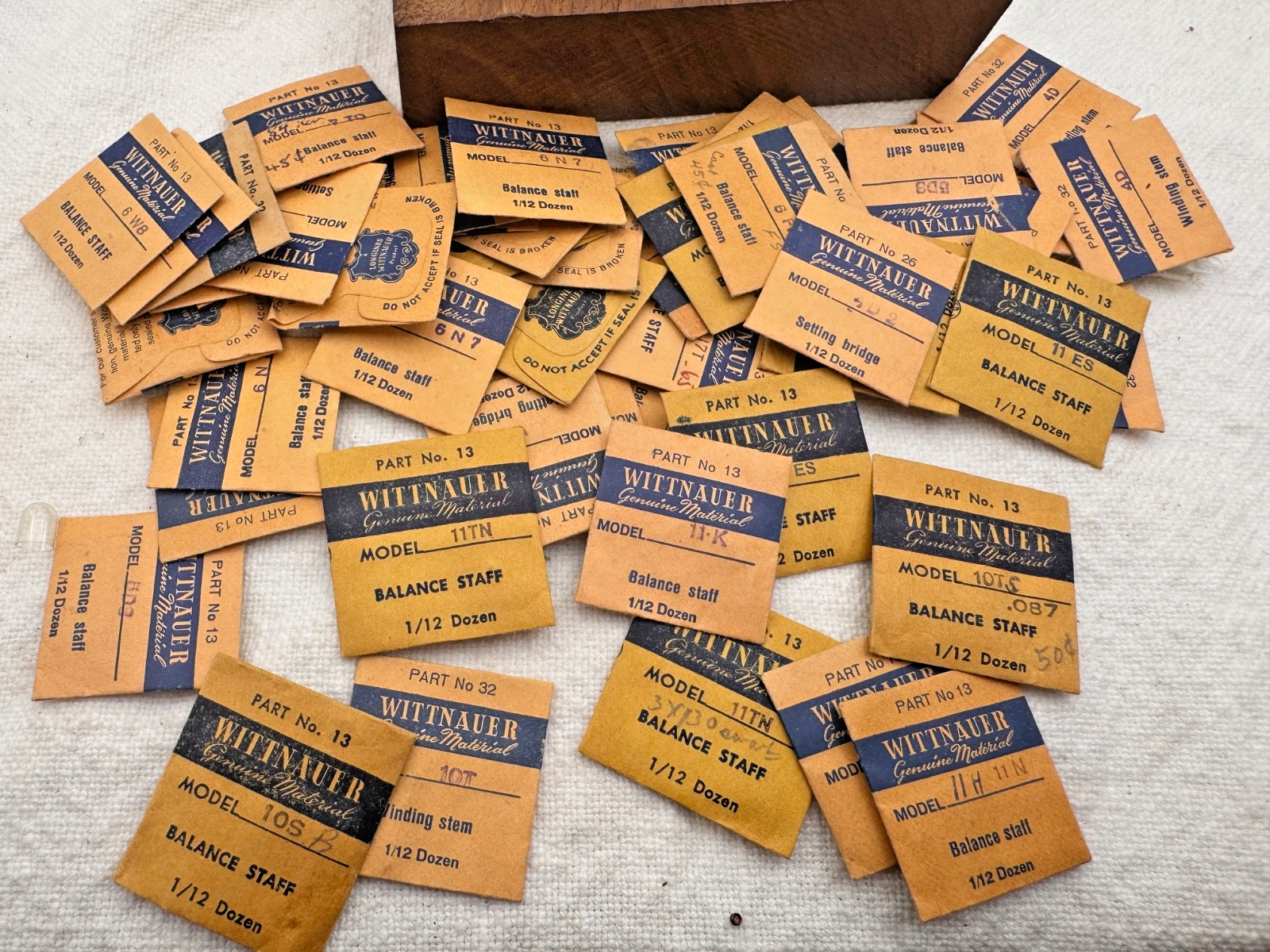 LOT vintage Wittnauer NOS watch repair parts Balance staffs, mainspring, stems