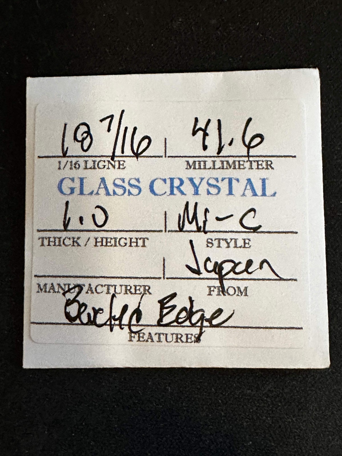 Vintage Beveled Glass Pocket Watch Crystal 18-7/16 (~41.6mm) – NOS