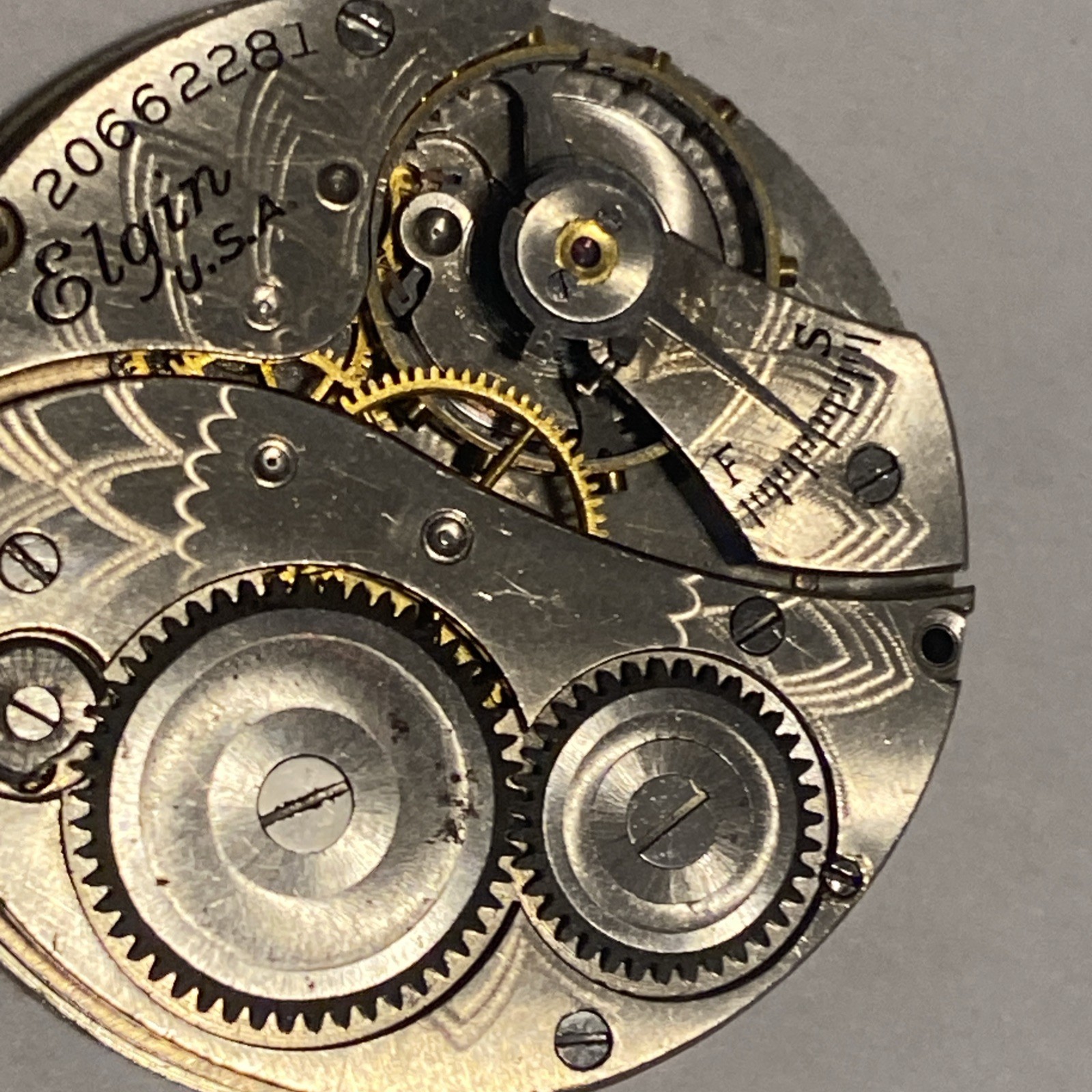 Elgin Pocket Movement 7 Jewel Parts/Repair 6/0 Size Grade 431 Mod. 2 Open Face
