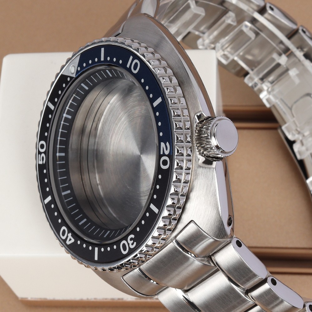 45mm Sapphire Steel Watch Case Bracelet Modify Turtle Mod For Seiko NH34 35 NH36
