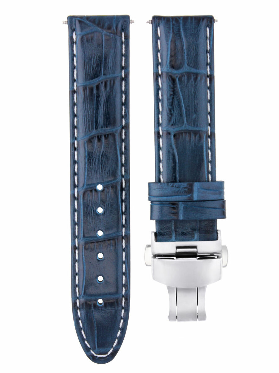 24MM LEATHER WATCH STRAP BAND CLASP FOR 44MM PANERAI LUMINOR RADIOMIR BLUE WS