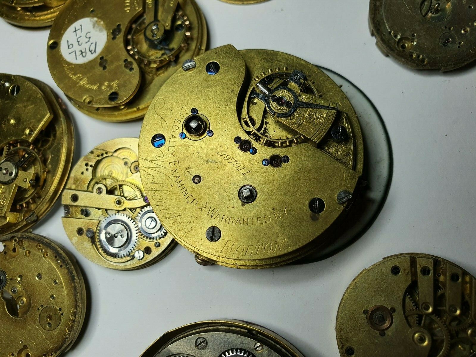 antique pocket watch movement collection and parts watchmakers lot