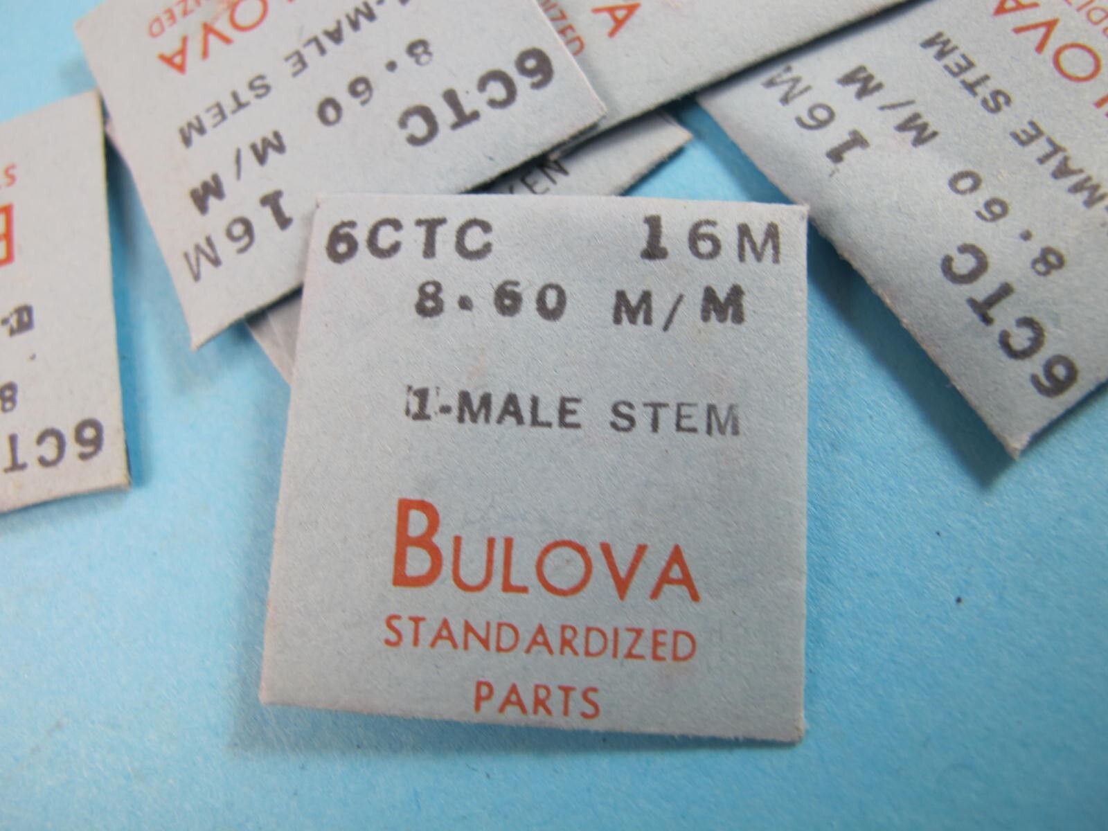 BULOVA CALIBER 6CTC 16M MALE WATCH STEMS NOS IN PACKAGES 8 PIECES