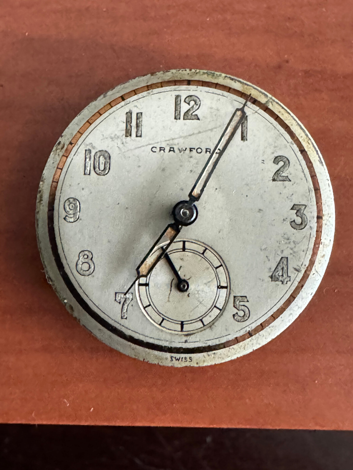 VINTAGE MEN’S 23.50 MM SWISS CRAWFORD WRIST WATCH MOVEMENT RUNNING GREAT