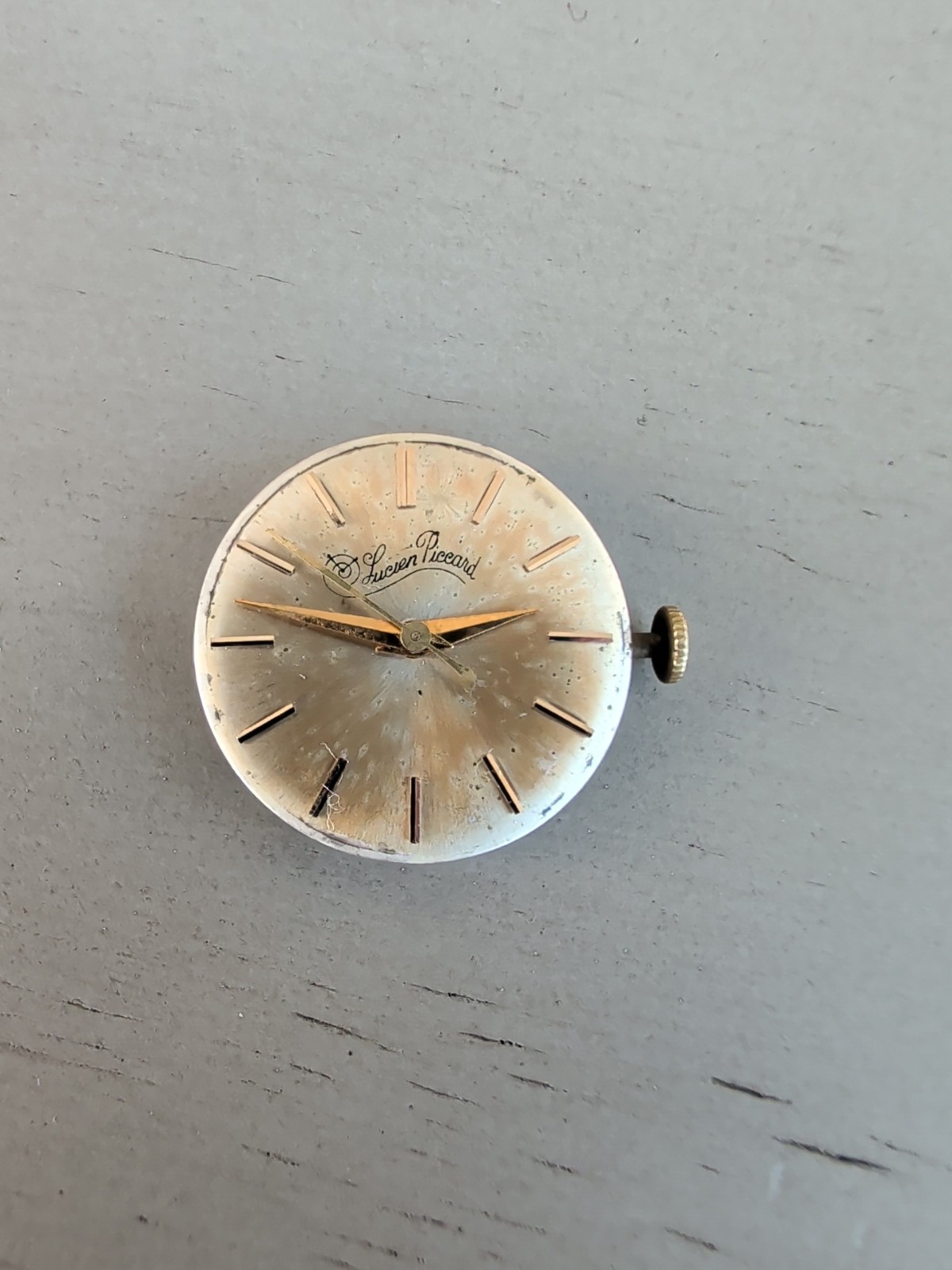 Lucien Picard Watch Movement Swiss 17 Jewel AXU 24mm Gold Dial Ticking