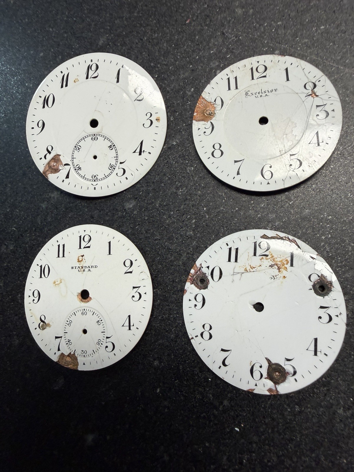 Porcelain Watch Dial Lot 33 Pocket Watch Faces Elgin Waltham Parts Repair Art