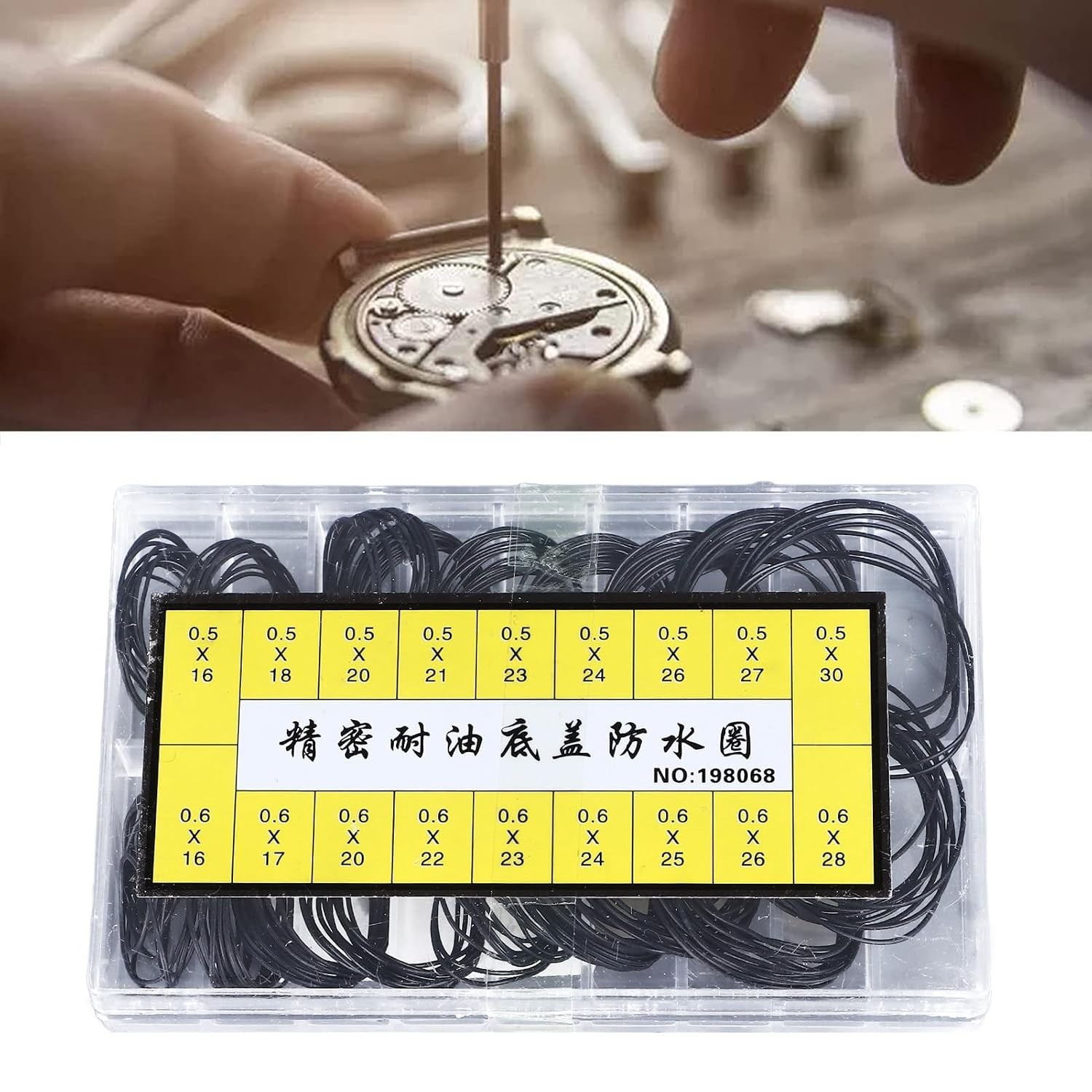 Watch Gasket Set 180 pcs 0.5-0.6mm Rubber O Rings Watch Repair Seals