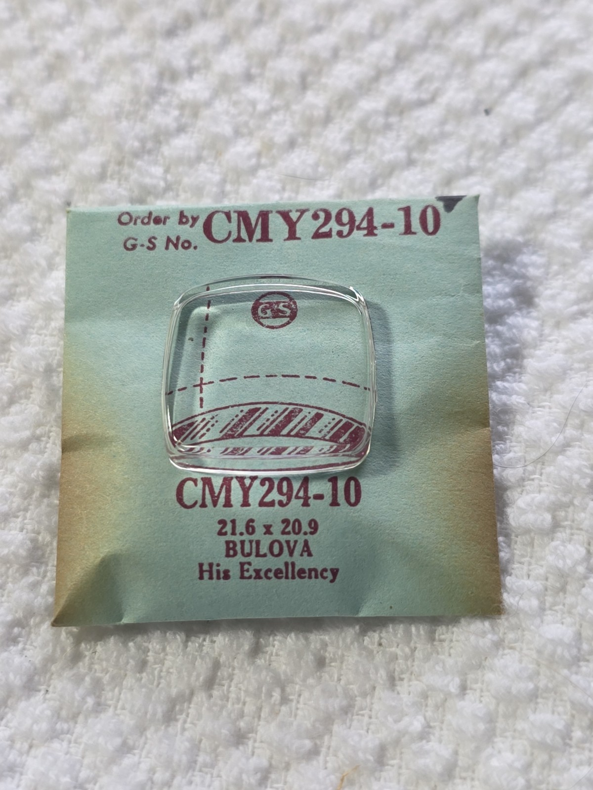 G-S Watch Crystal CMY294-10 Bulova His Excellency 21.6X20.9