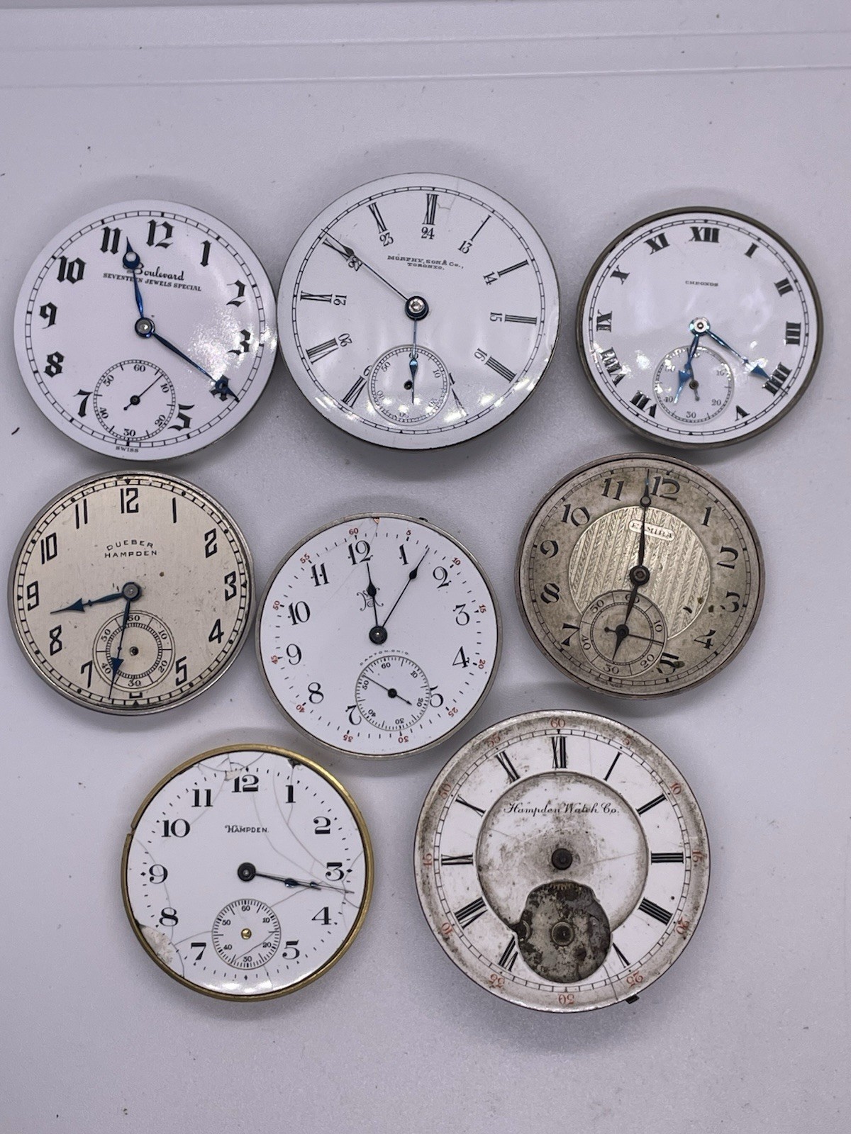 Lot of Pocket Watch Movements Hampden, Swiss & More Parts Lot #2
