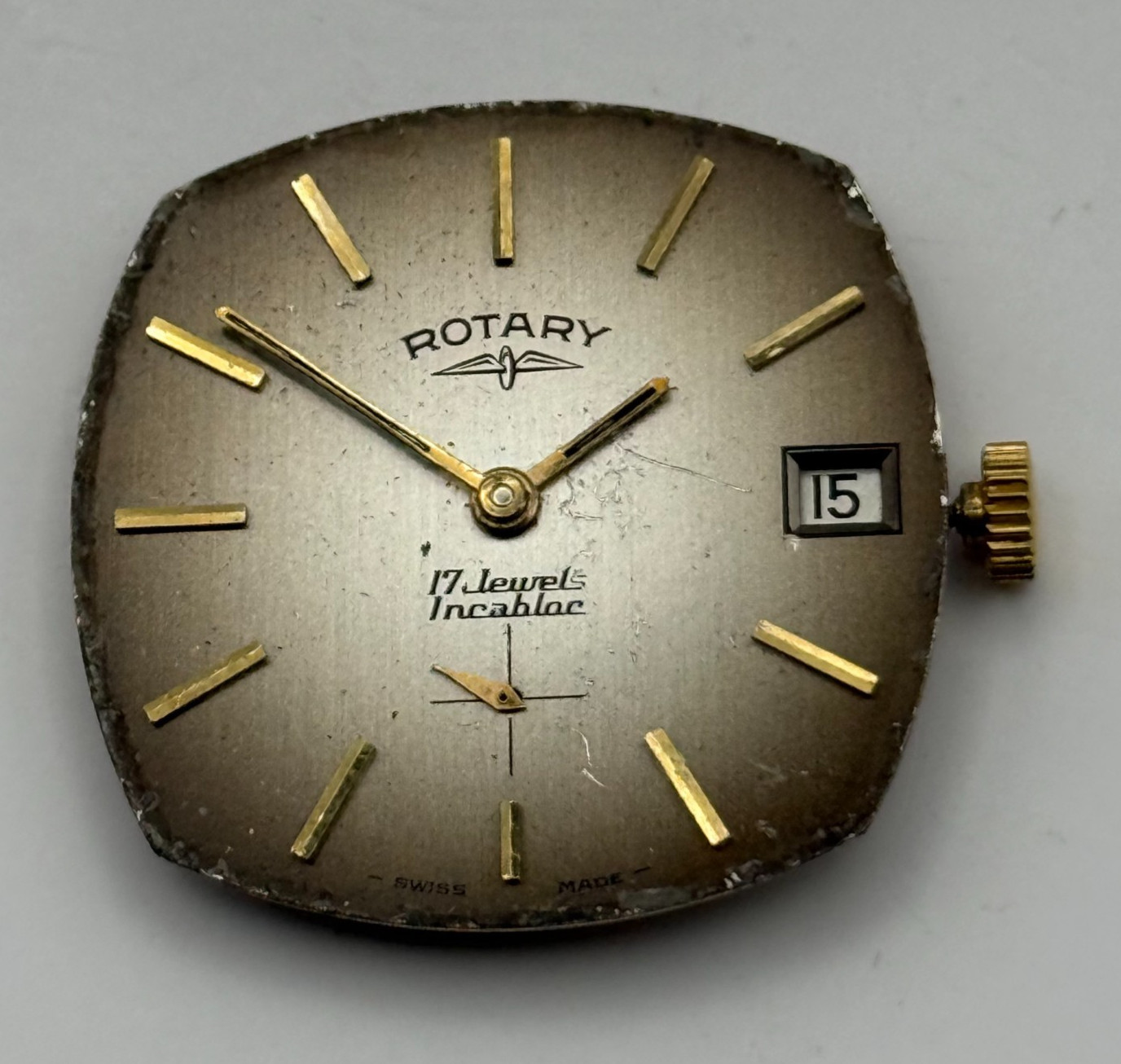 Peseux 7056 Watch Movement Rotary 17 Jewels Incabloc Date Manual Wind Parts 26mm